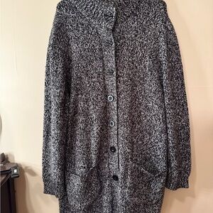 Anthony Richards Black and White Cardigan Sweater Long Knit